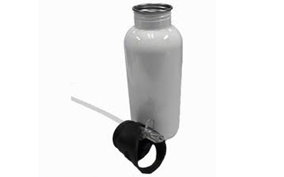 600ml Stainless Steel Straw Top Water Bottle (White) (MUG-SS20W