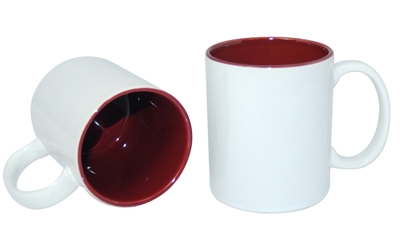 11 oz Rim & Handle Colored Mug - Maroon – Blank Sublimation Mugs